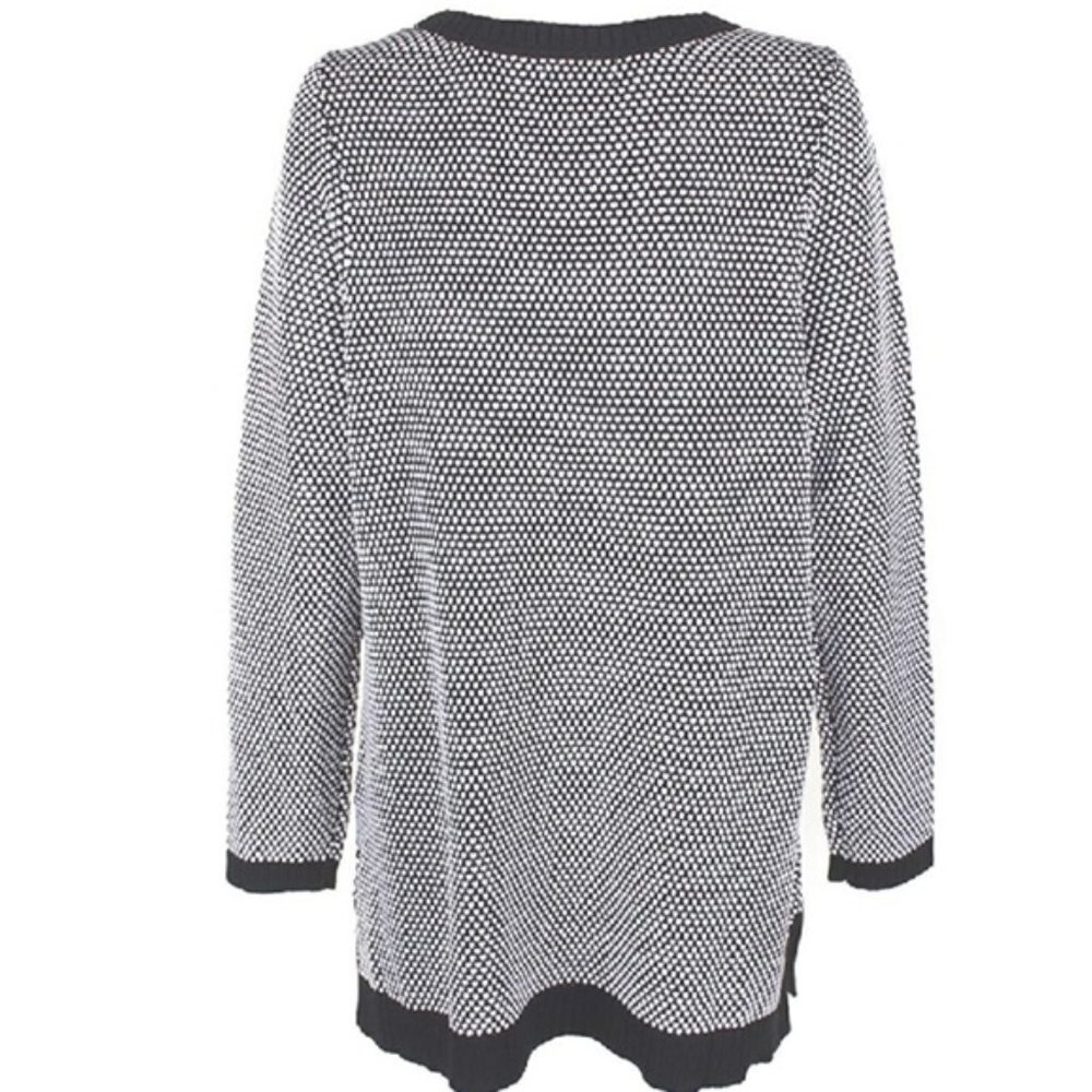 Charter Club Tunic Sweater - Black and White Textured Dots - Picture 6 of 8